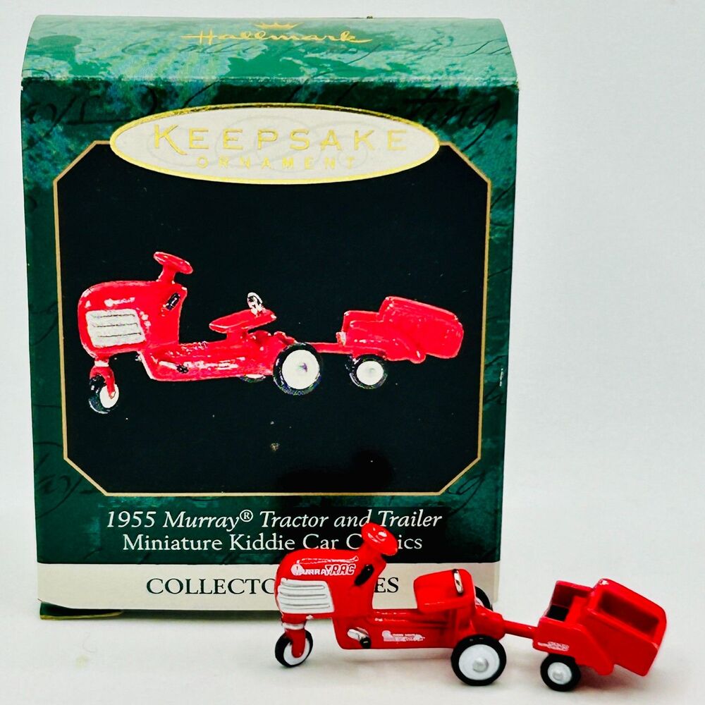 VTG 1999 Hallmark Ornament 1955 Murray Tractor & Trailer Miniature Kiddie Car